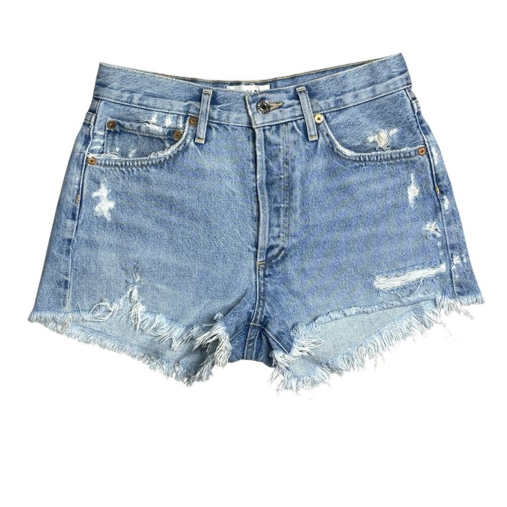 Agolde Jean Shorts Button Up Parker Distressed Size 25